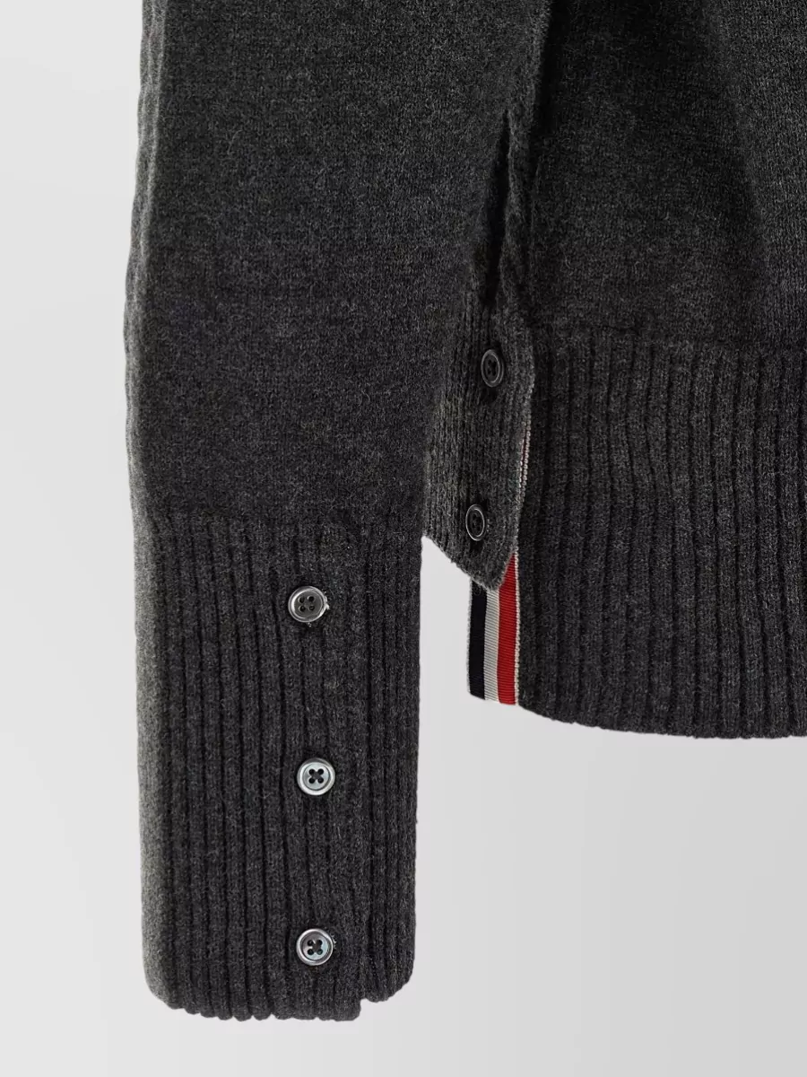 Thom Browne Virgin Wool Cable-Knit V-Neck Cardigan