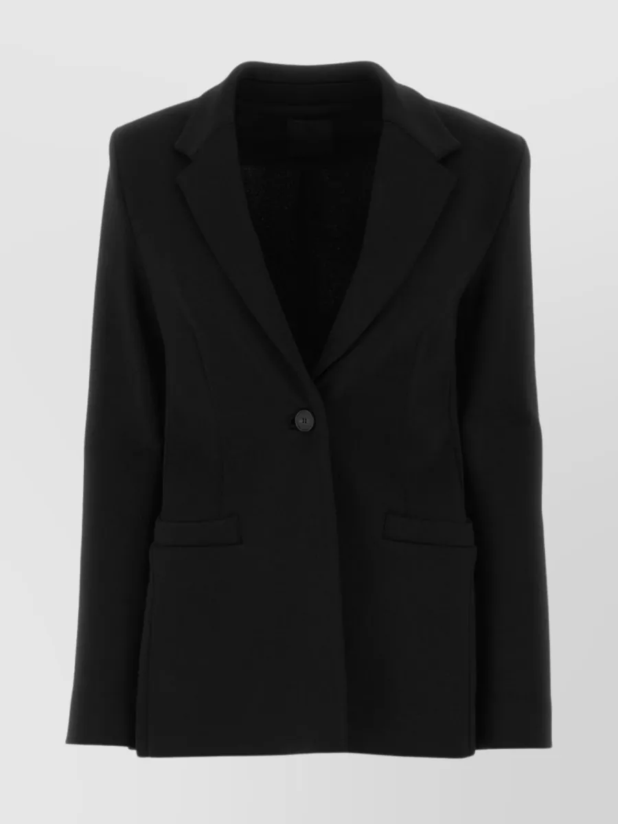 Shop Givenchy Viscose Blazer With Back Slit And Padded Shoulders In Black