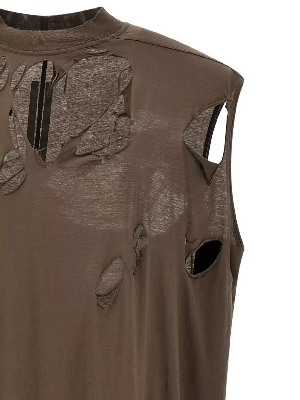 Rick Owens Drkshdw Sleeveless Crew Neck Top With Distressed Detailing