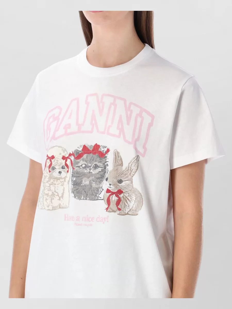 Ganni Cotton Logo Print T-Shirt