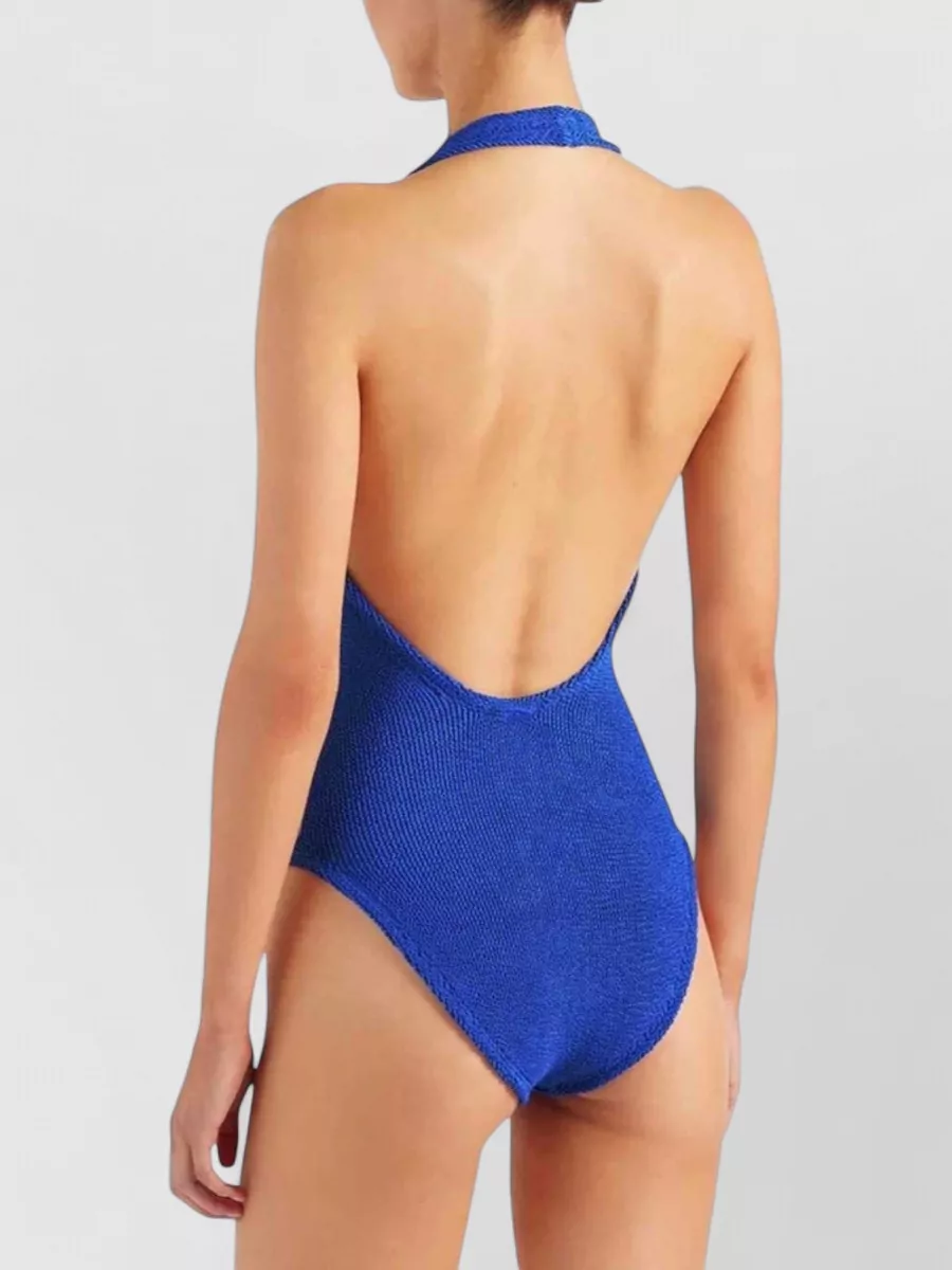 Hunza G Retro Halterneck Square Neck Textured Swimsuit