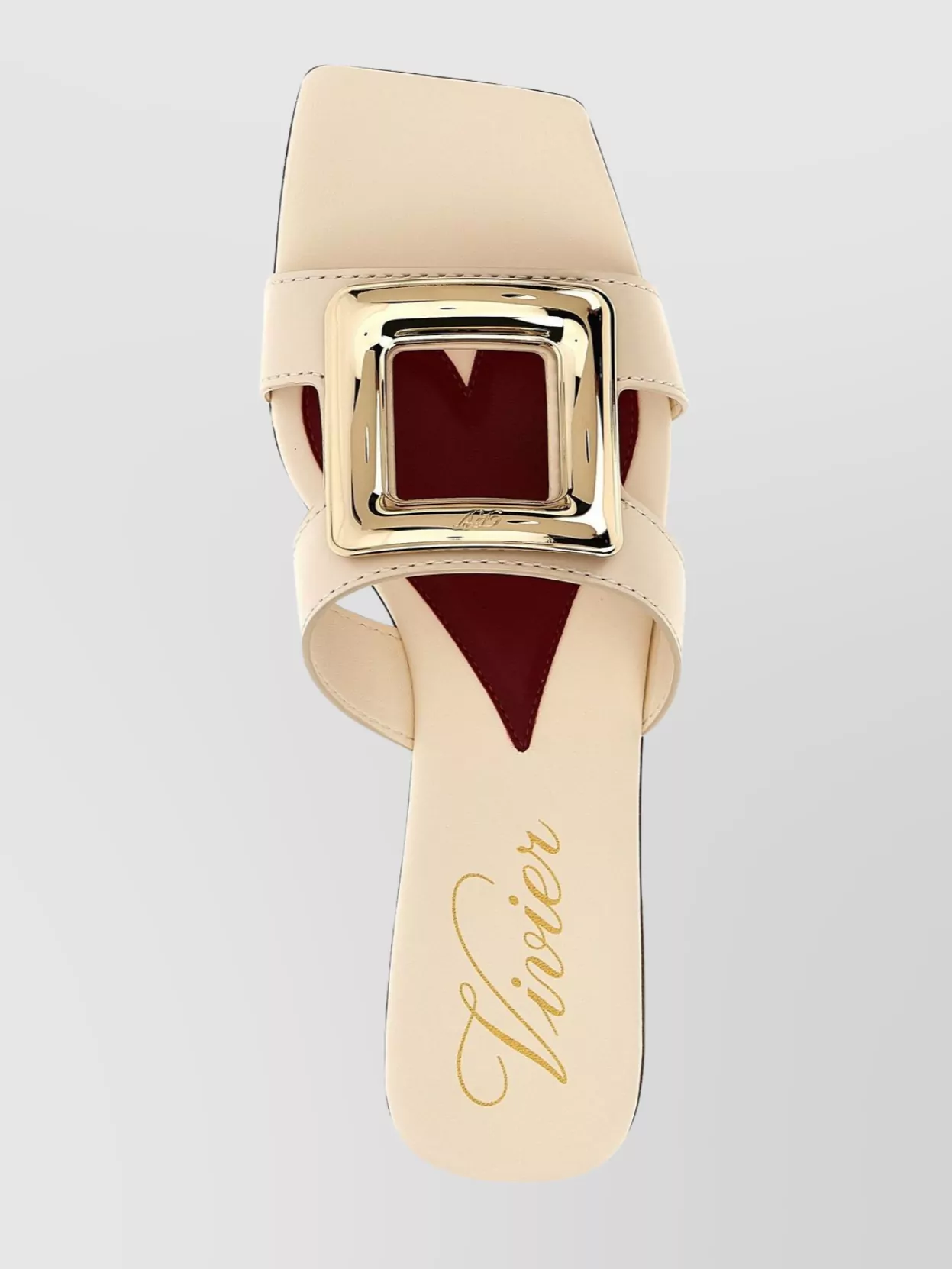 Roger Vivier Square Toe Mule Sandals With Gold-Tone Buckle