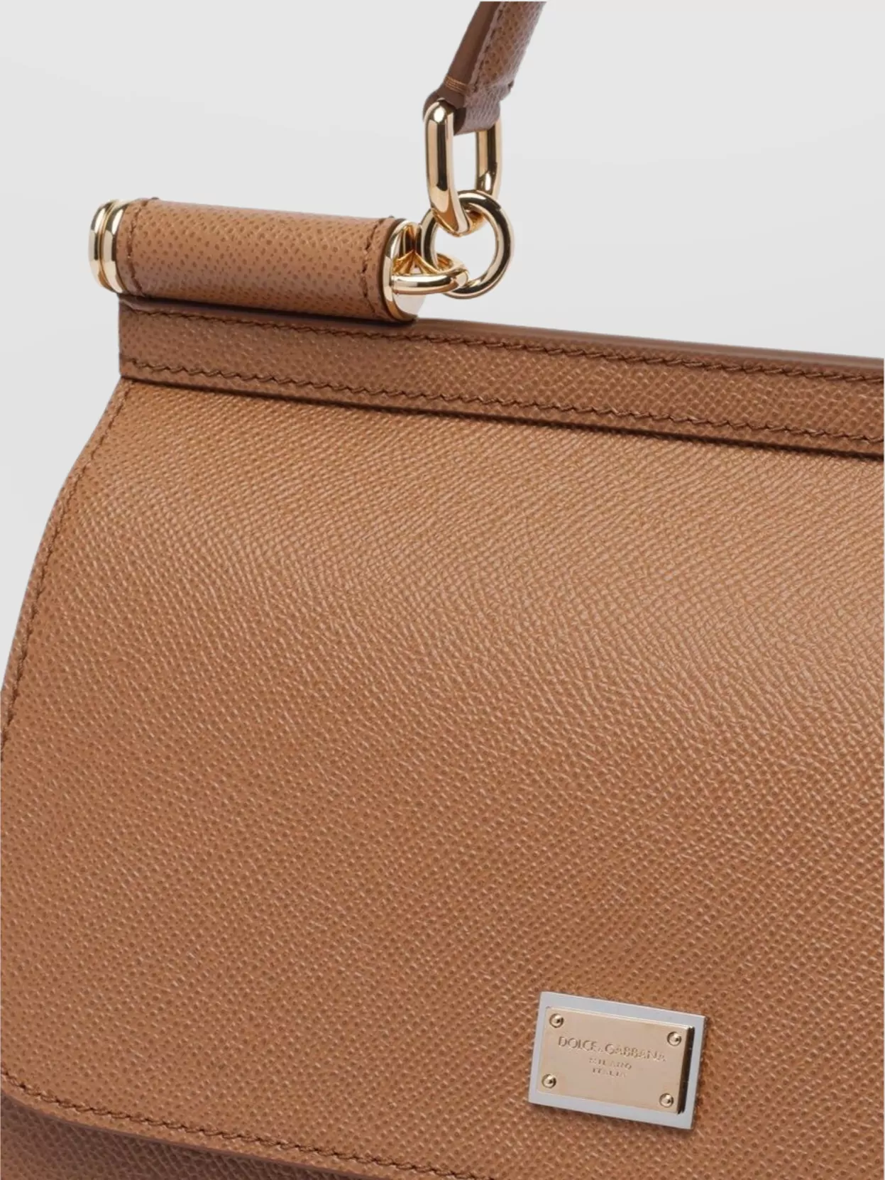 Dolce & Gabbana Large Sicily Top Handle Bag In Dauphine Leather In Brown