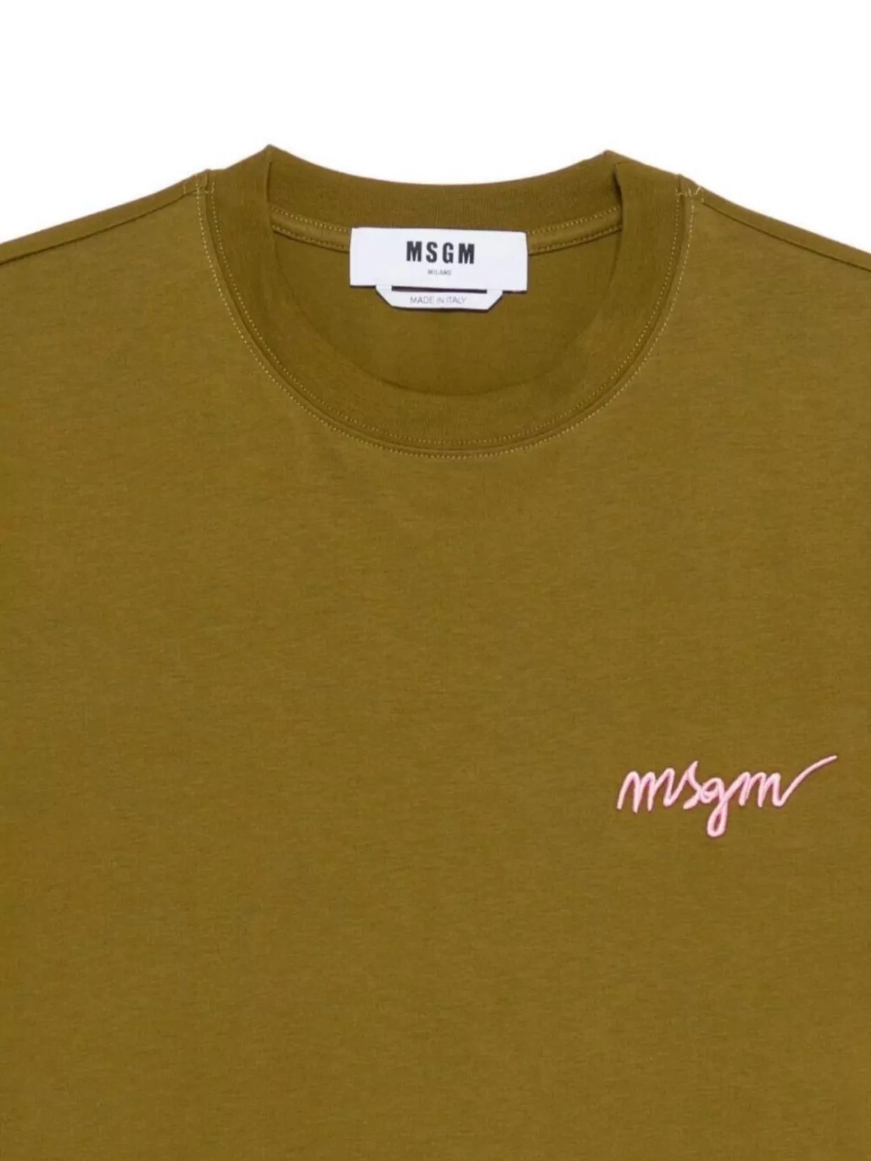 Msgm Logo-embroidered Cotton T-shirt Clothing In Green