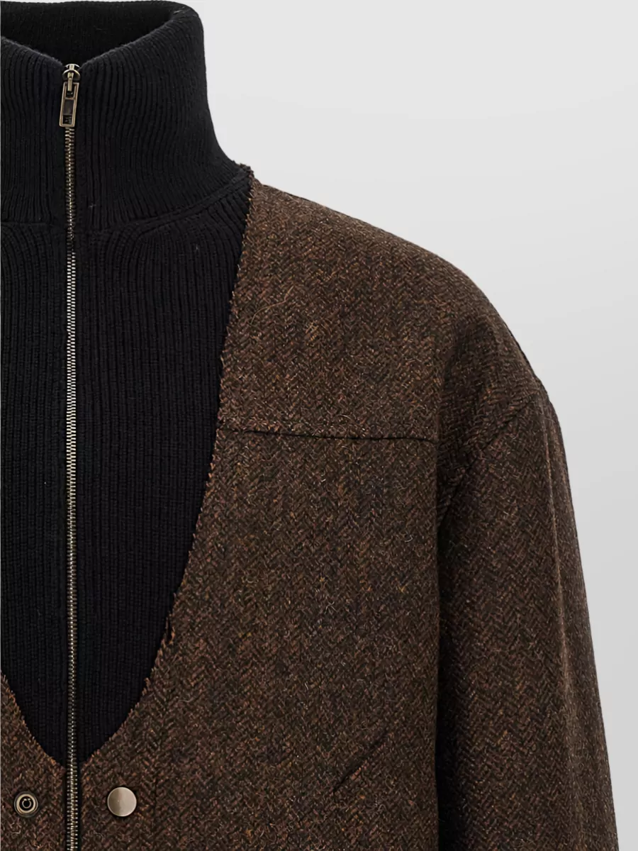 Maison Margiela Wool Herringbone Single Breasted Coat