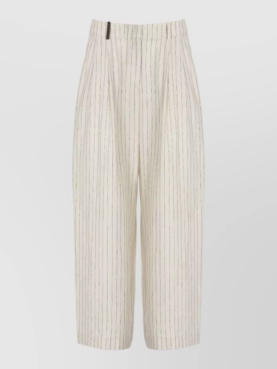 Peserico Striped Linen Wide-Leg Trousers
