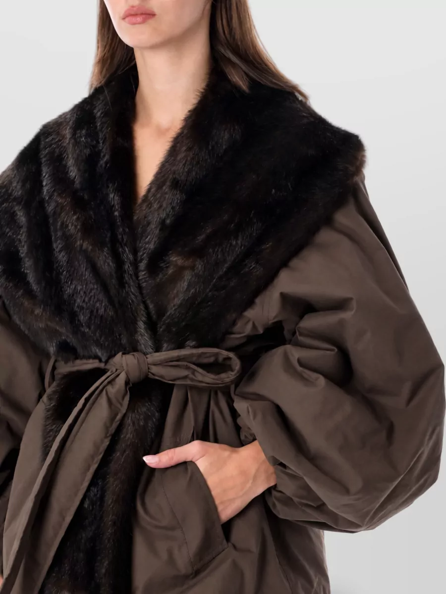 Magda Butrym Belted Faux Fur Parka Coat