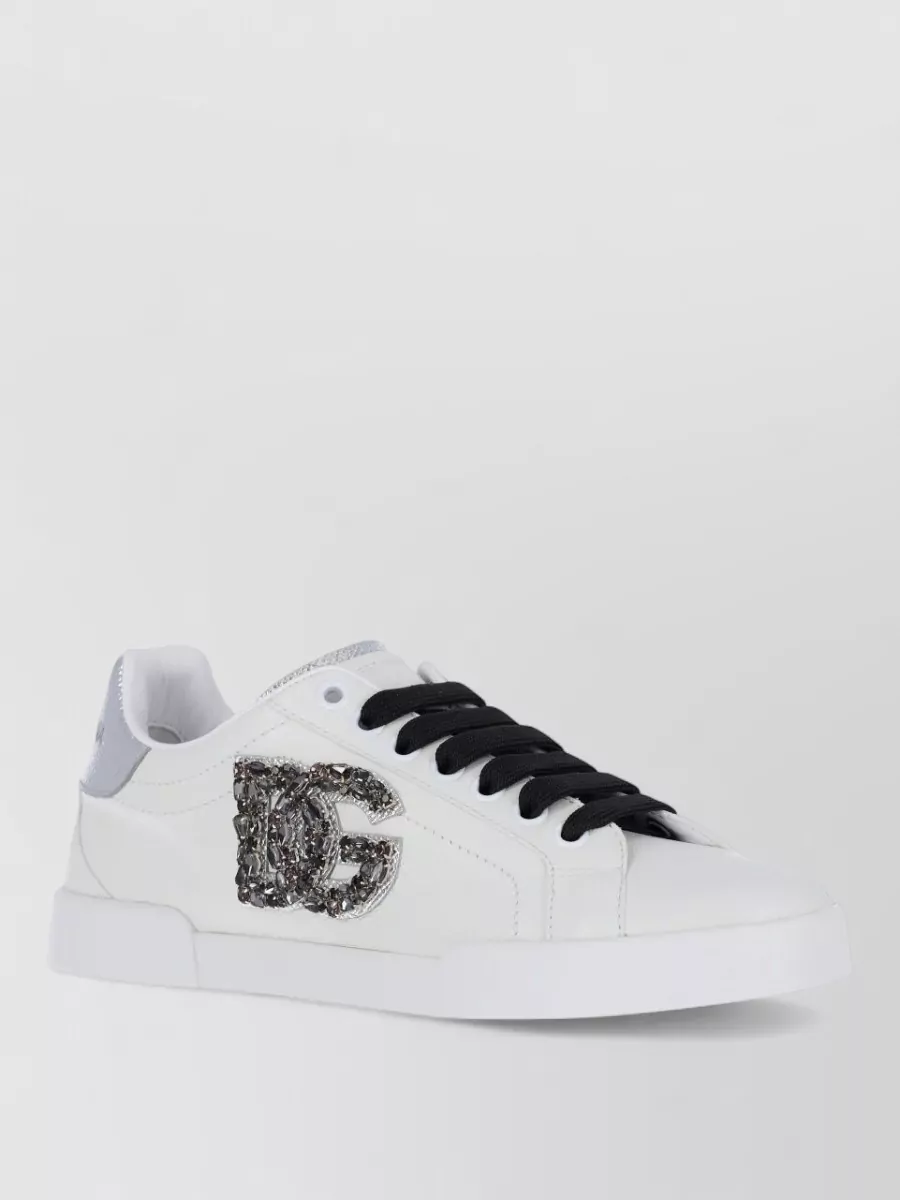 Dolce&Gabbana crystal-embellished leather low-top sneakers