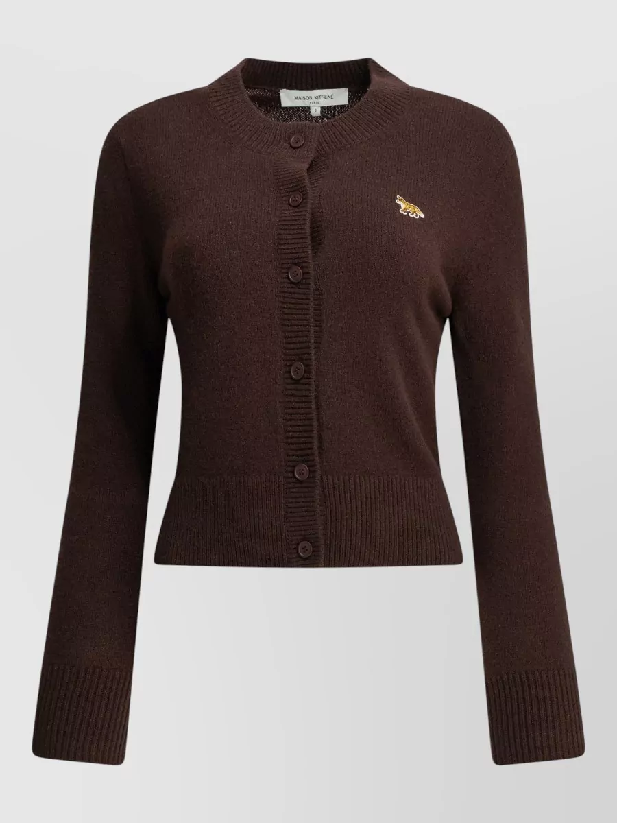 Maison Kitsuné Wool ribbed fitted cardigan