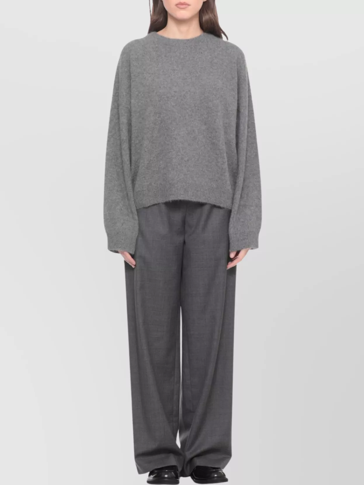 Loulou Studio Soft Virgin Wool Crew Neck Sweater In Gray