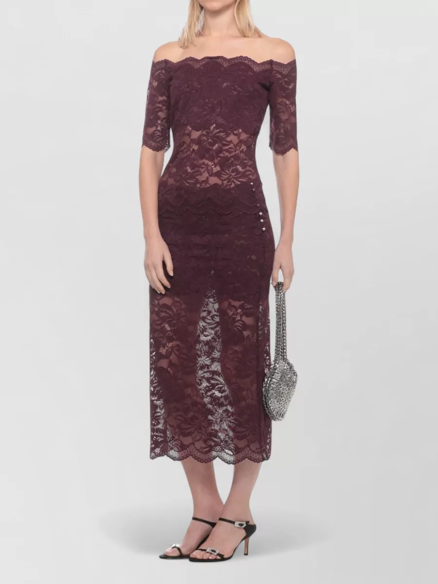Paco Rabanne Floral Lace Midi Pencil Skirt