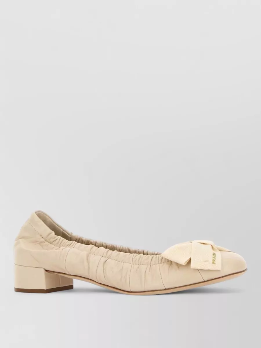 Prada leather bow-detail ballerina shoes