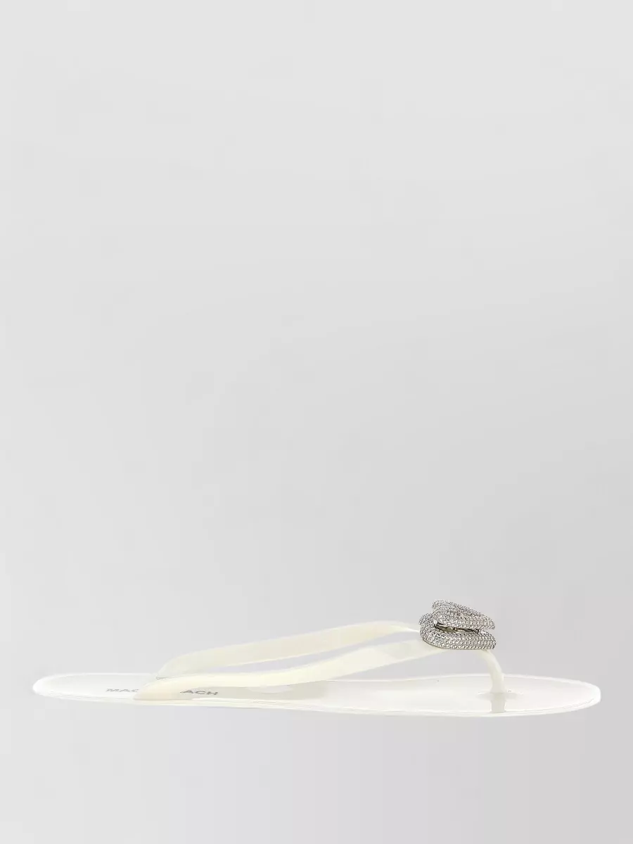 Mach & Mach Crystal-Embellished Double Heart Thong Sandals