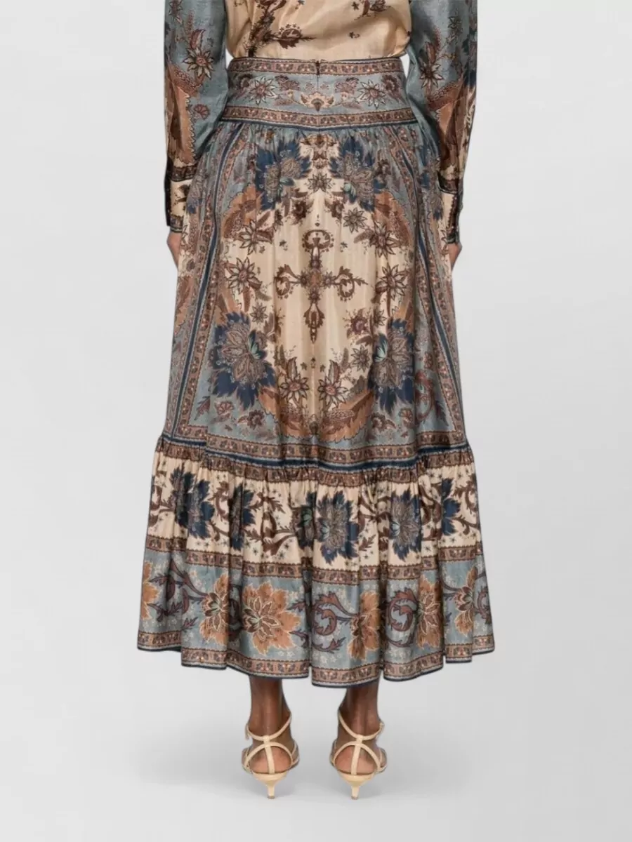 Zimmermann Silk Tiered Midi Skirt