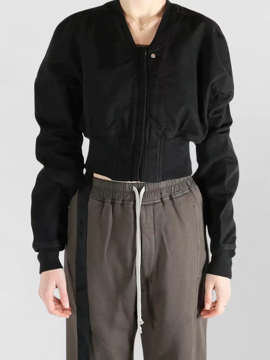Rick Owens Drkshdw Cotton Ribbed Cropped Jacket