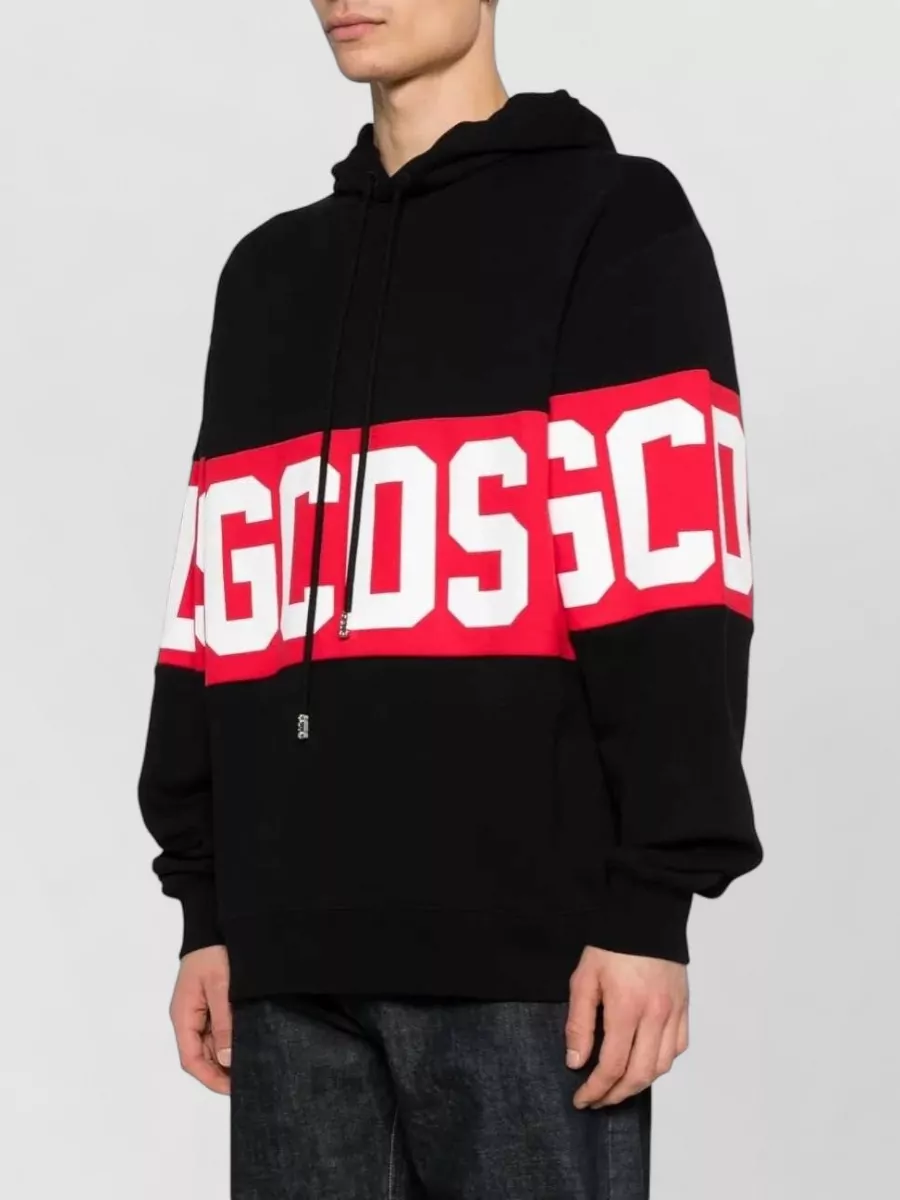 Gcds Striped Cotton Logo Hoodie