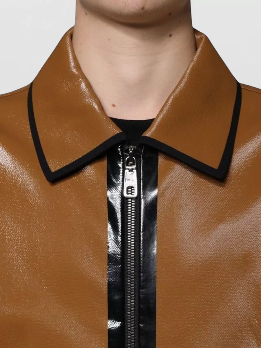 Dolce&Gabbana Leather Ribbed Bomber Jacket