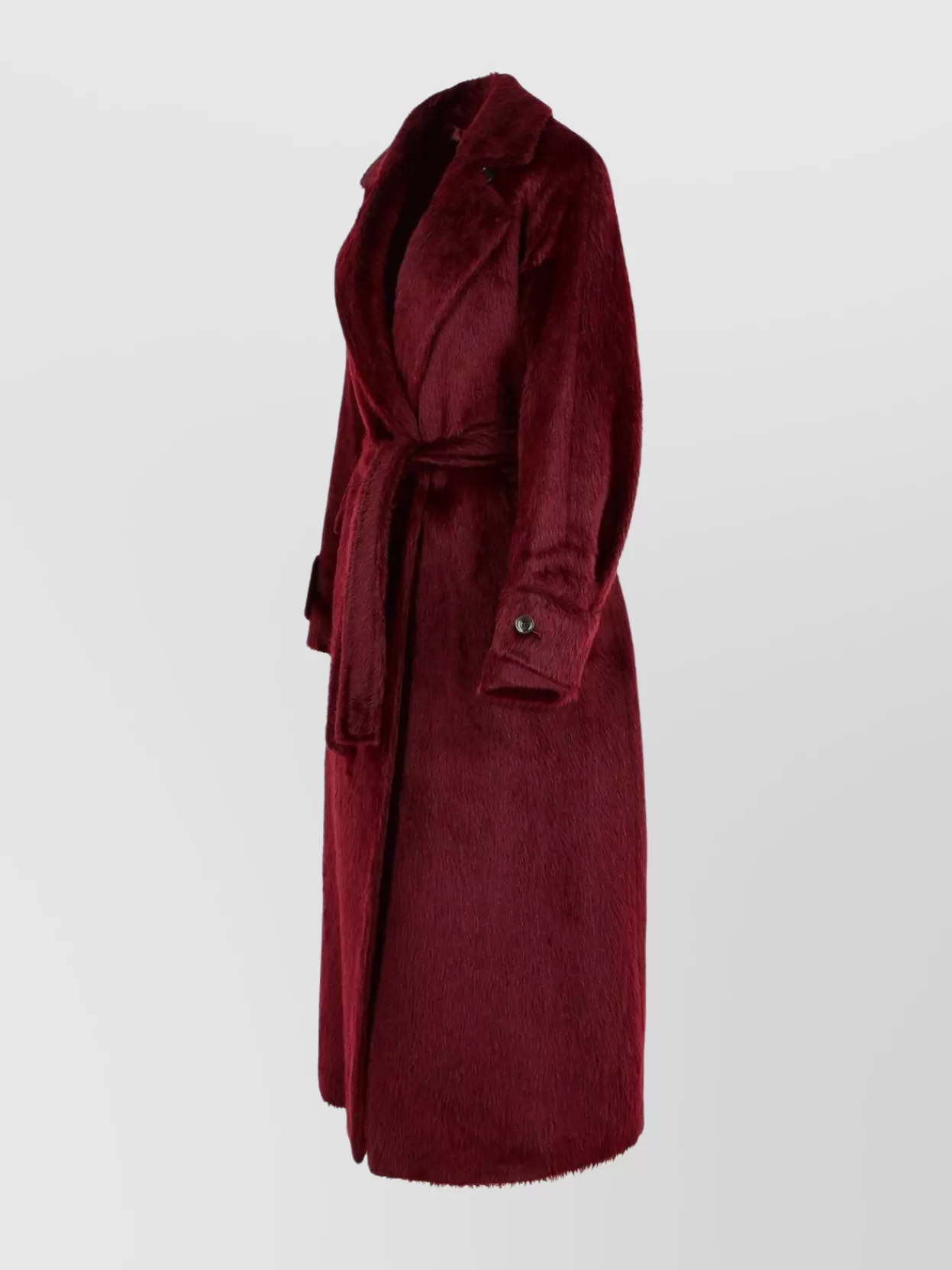 Max Mara Long Alpaca And Wool Coat With Belt In Red