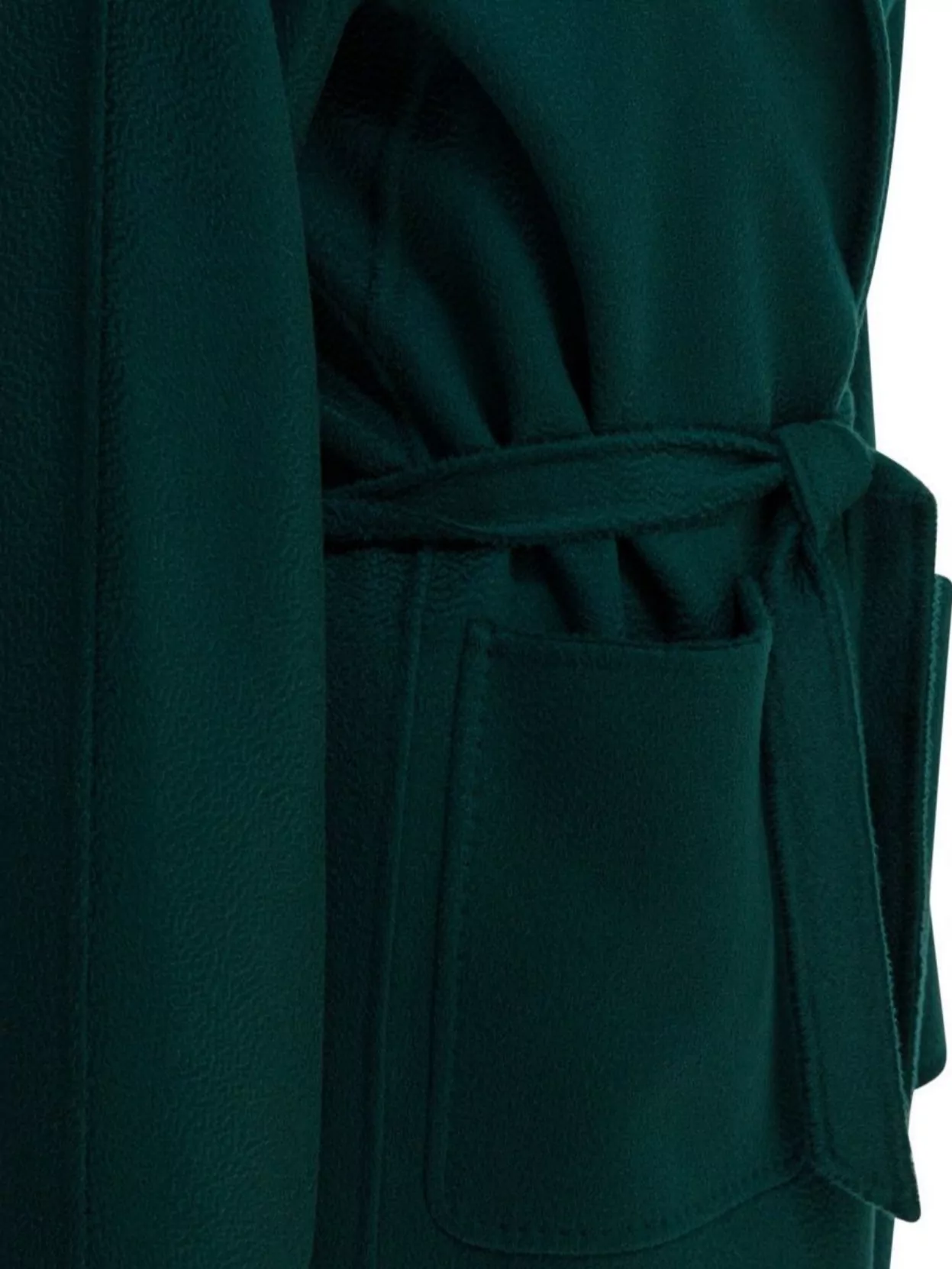 Max Mara Midi Coat With Belted Waist And Pockets In Green