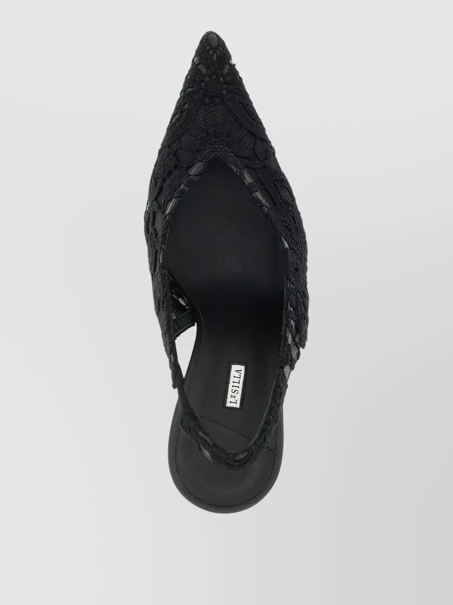 Le Silla Chantilly Lace Slingback Pointed Toe Pumps