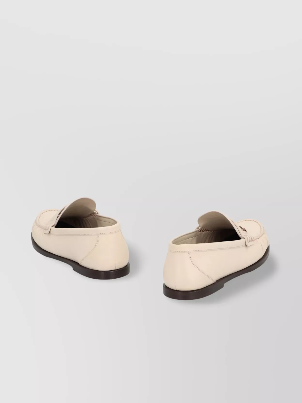 Saint Laurent Leather Loafers With Round Toeline And Rubber Sole In White