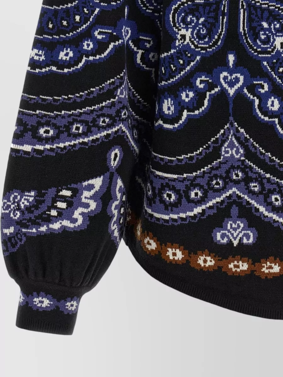 Farm Rio Jacquard Balloon-Sleeve Crew-Neck Jumper