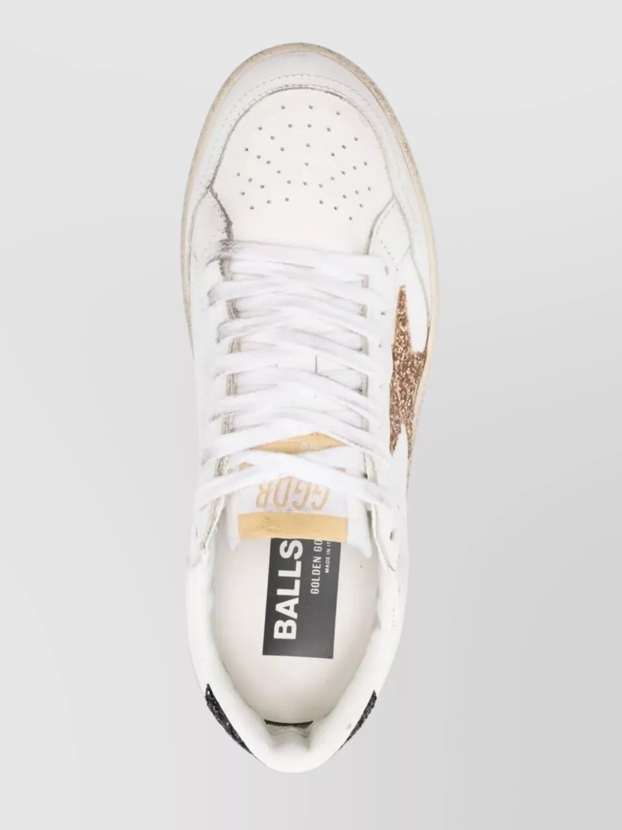 Golden Goose Ball Star 2 Sneakers With Gold Glitter Star And Black Glitter Heel Tab In White
