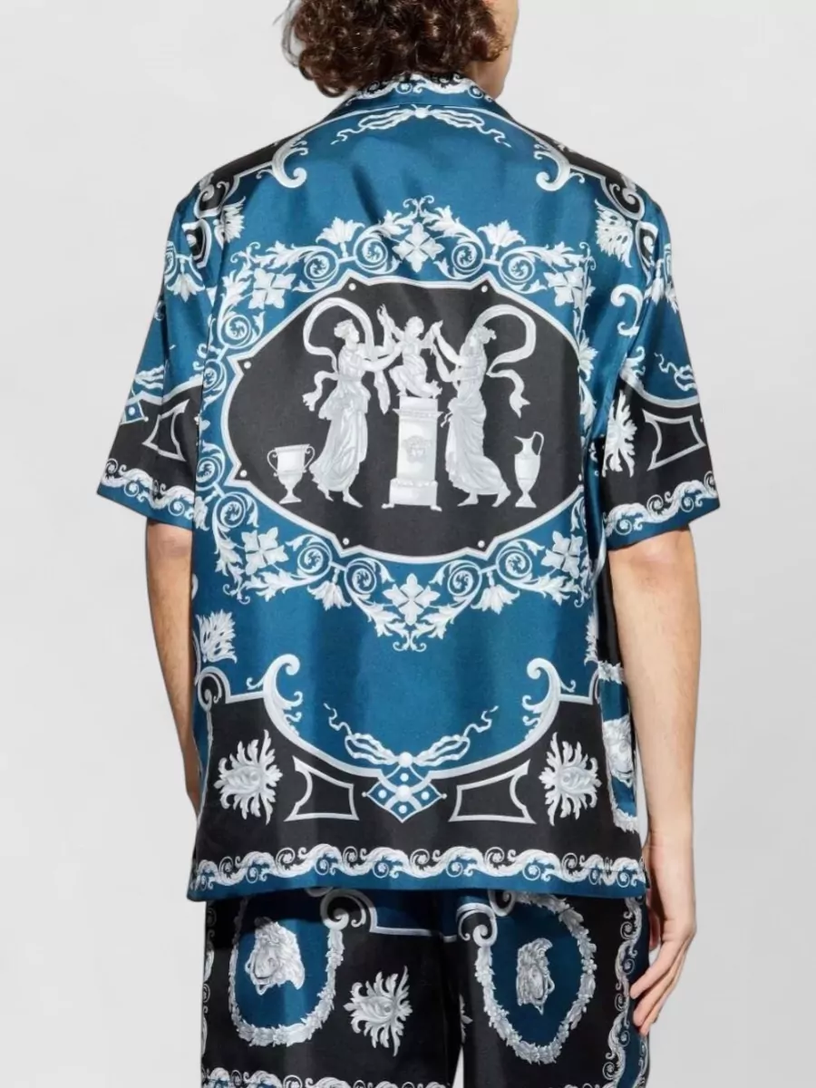 Versace Silk Short-Sleeve Printed Shirt