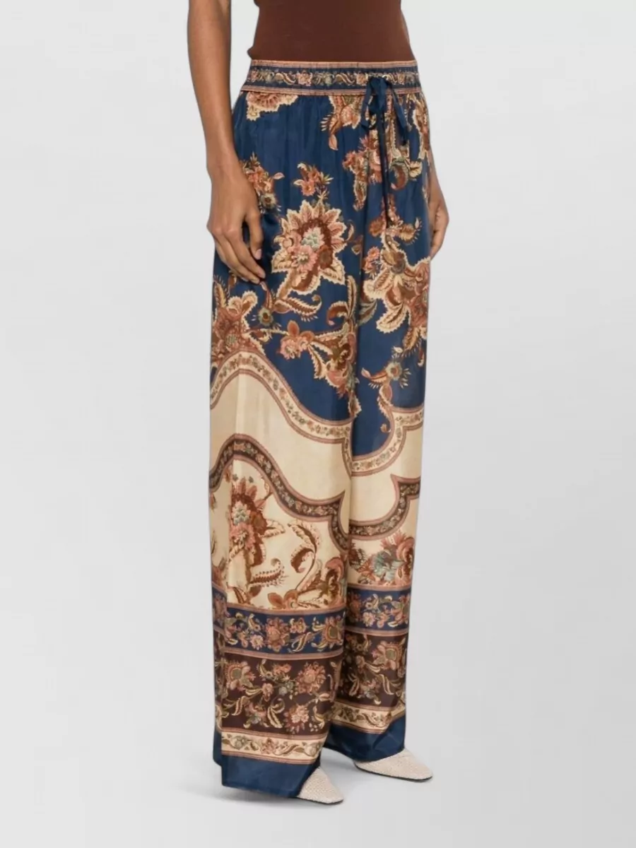 Zimmermann Silk Printed Mid-Rise Wide-Leg Trousers