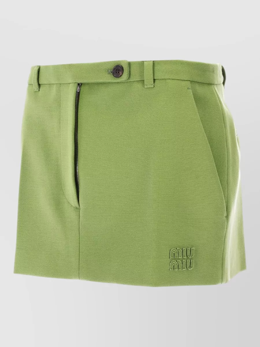 Miu Miu Knit Skirt Button Detail Belt Loops Pockets