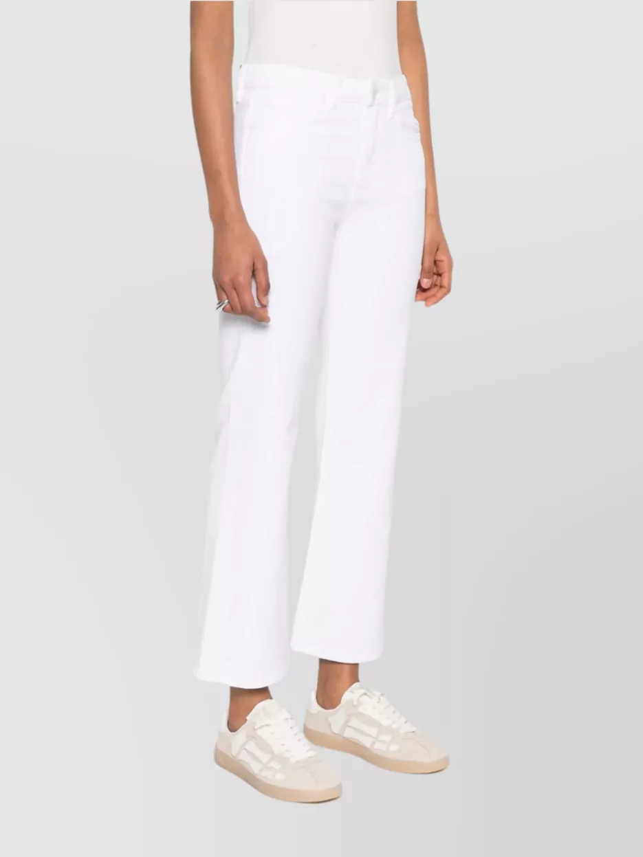 Pinko High Waist Flared Hem Five-pocket Trousers In White