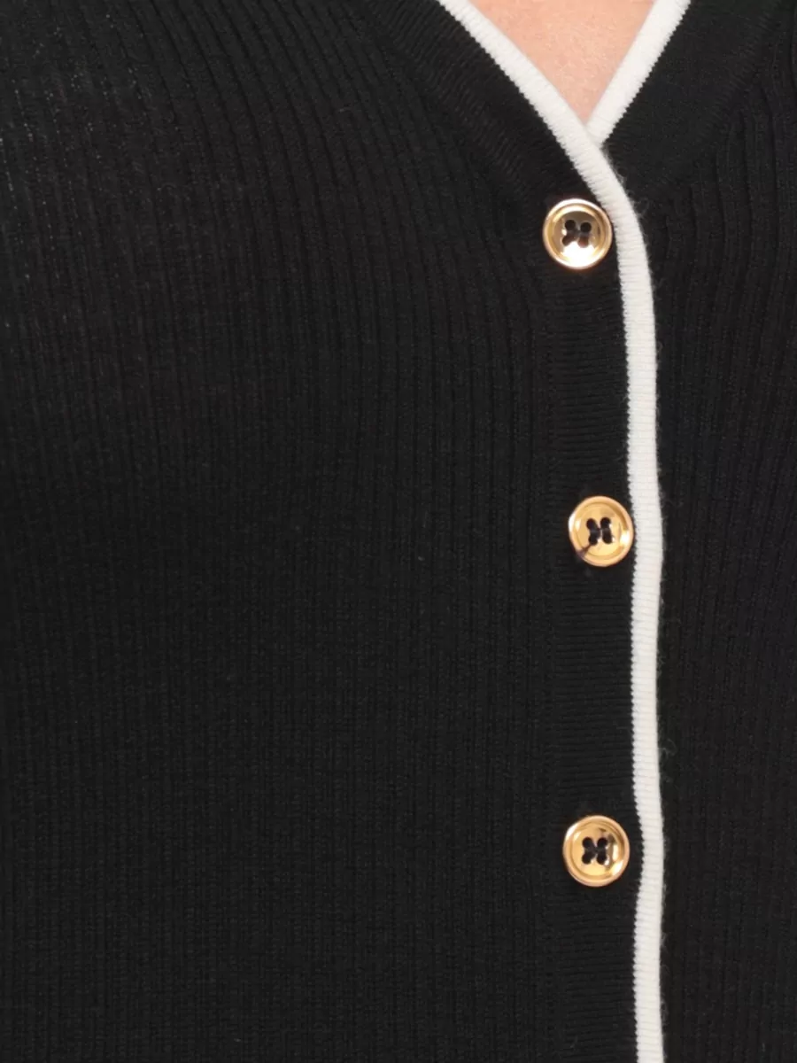 Elisabetta Franchi Ribbed Wool Crewneck Cardigan