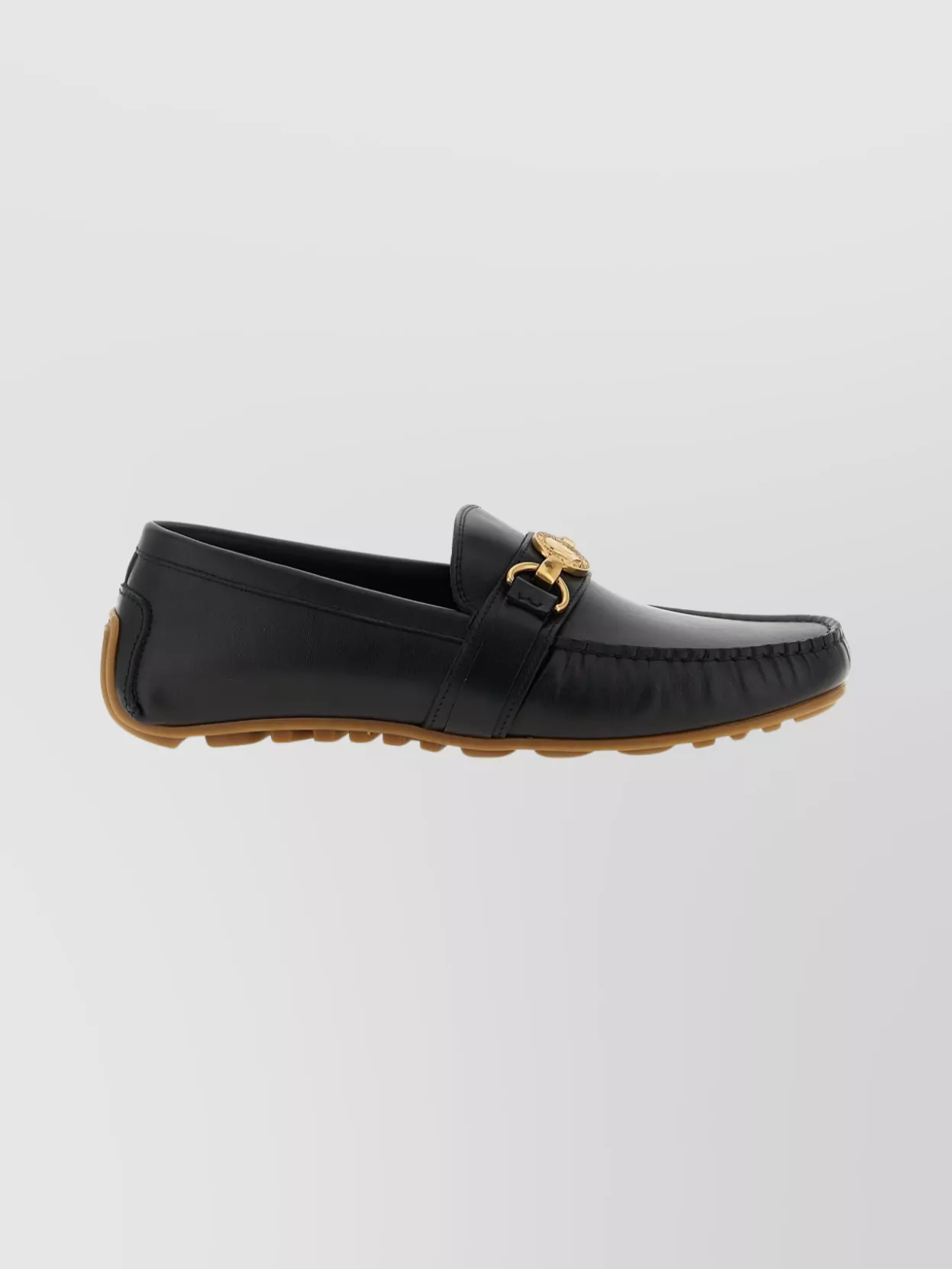 Moschino Round Toe Penny Loafers With Gold-Tone Hardware