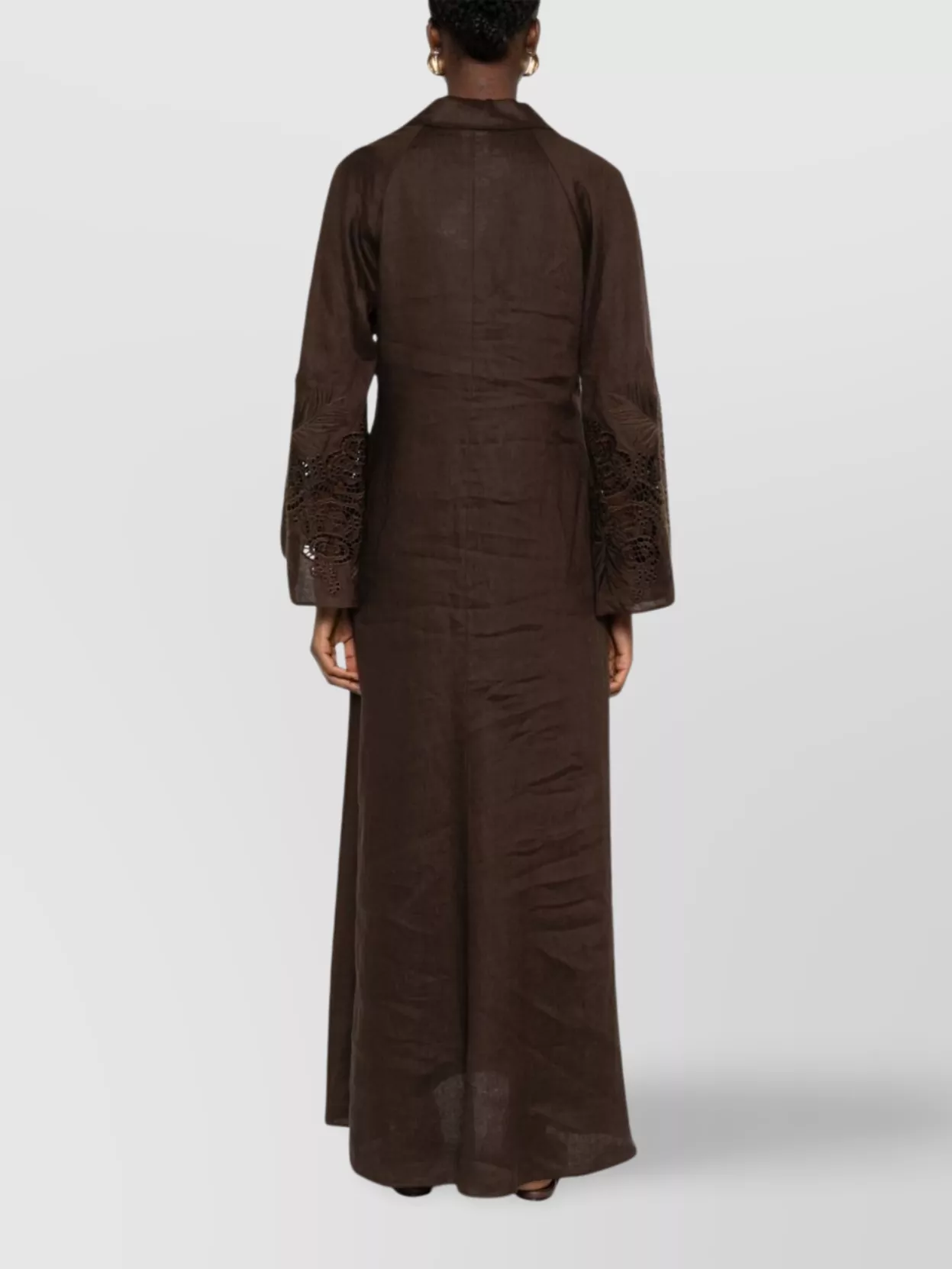 Max Mara Knee Length Dress With Embroidered Flared Sleeves