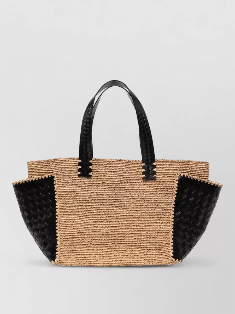 Dragon Diffusion Sovani Raffia Leather Tote Beach Bag In Brown
