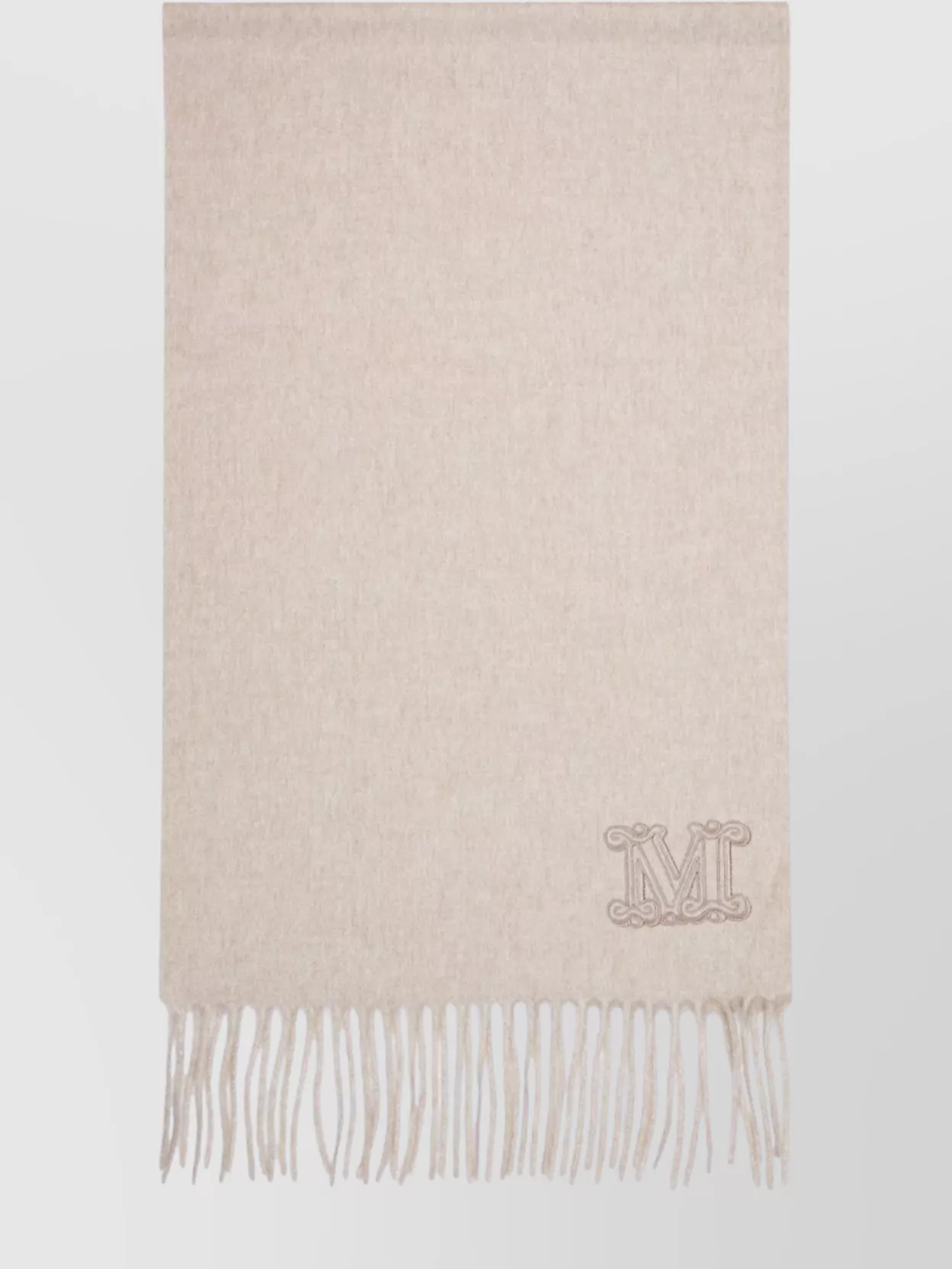 Max Mara Cashmere Soft Texture Fringed Hem Scarf In Neutral