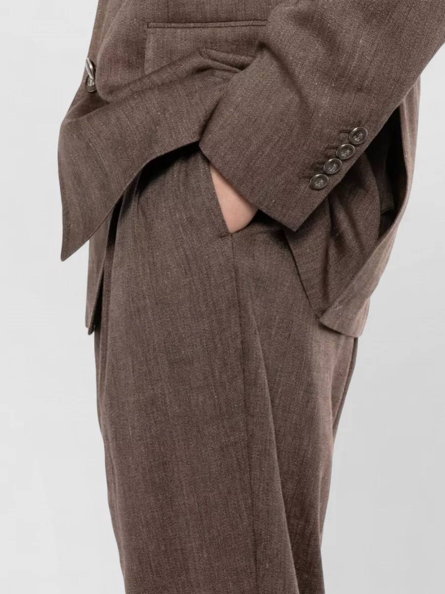 Brunello Cucinelli Linen Virgin Wool Double Breasted Coat