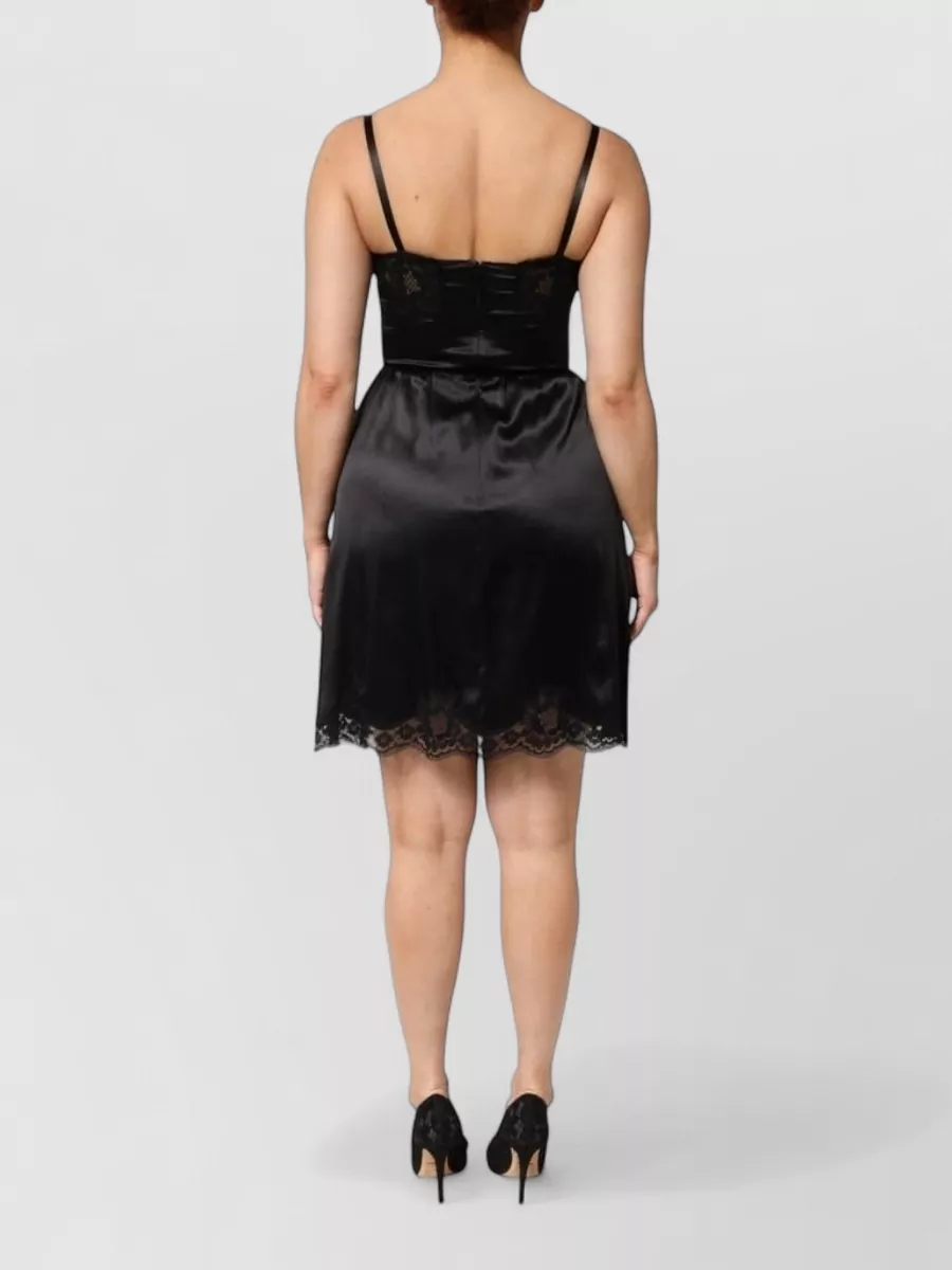Dolce&Gabbana Silk Blend Lace Trim Sleeveless Mini Slip Dress