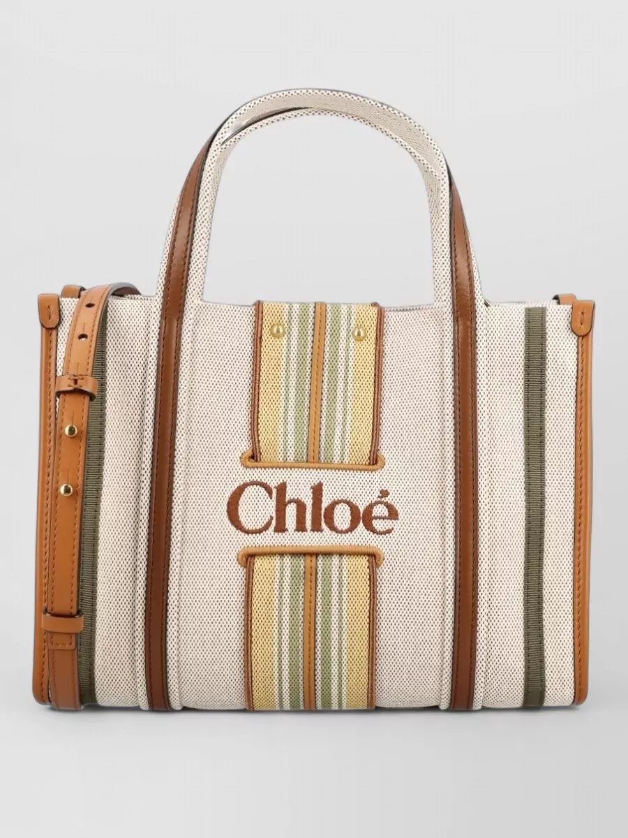 Chloé woody small canvas beach bag