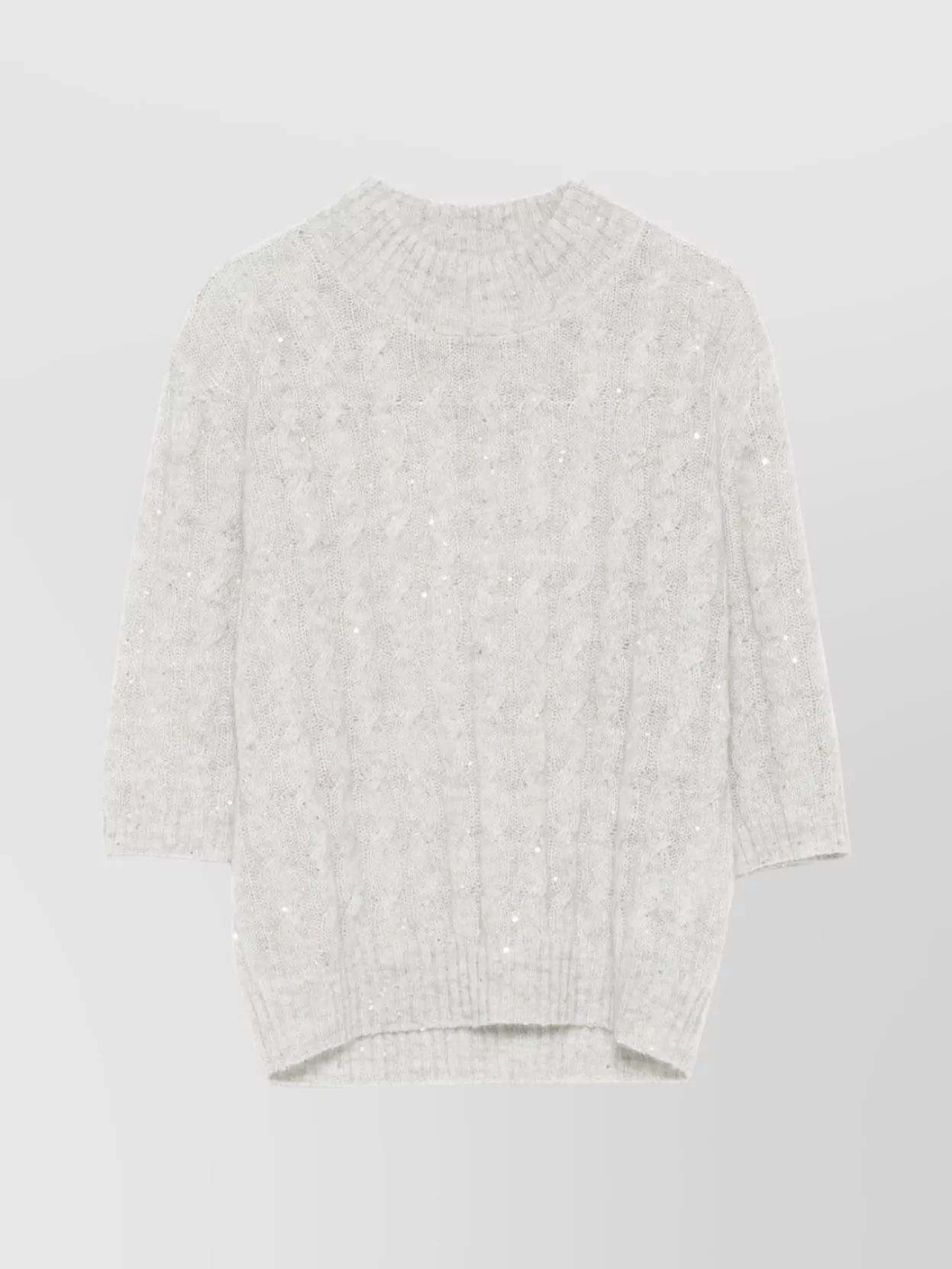 Brunello Cucinelli Cable Knit High Neck Jumper With Sequin Embellishments