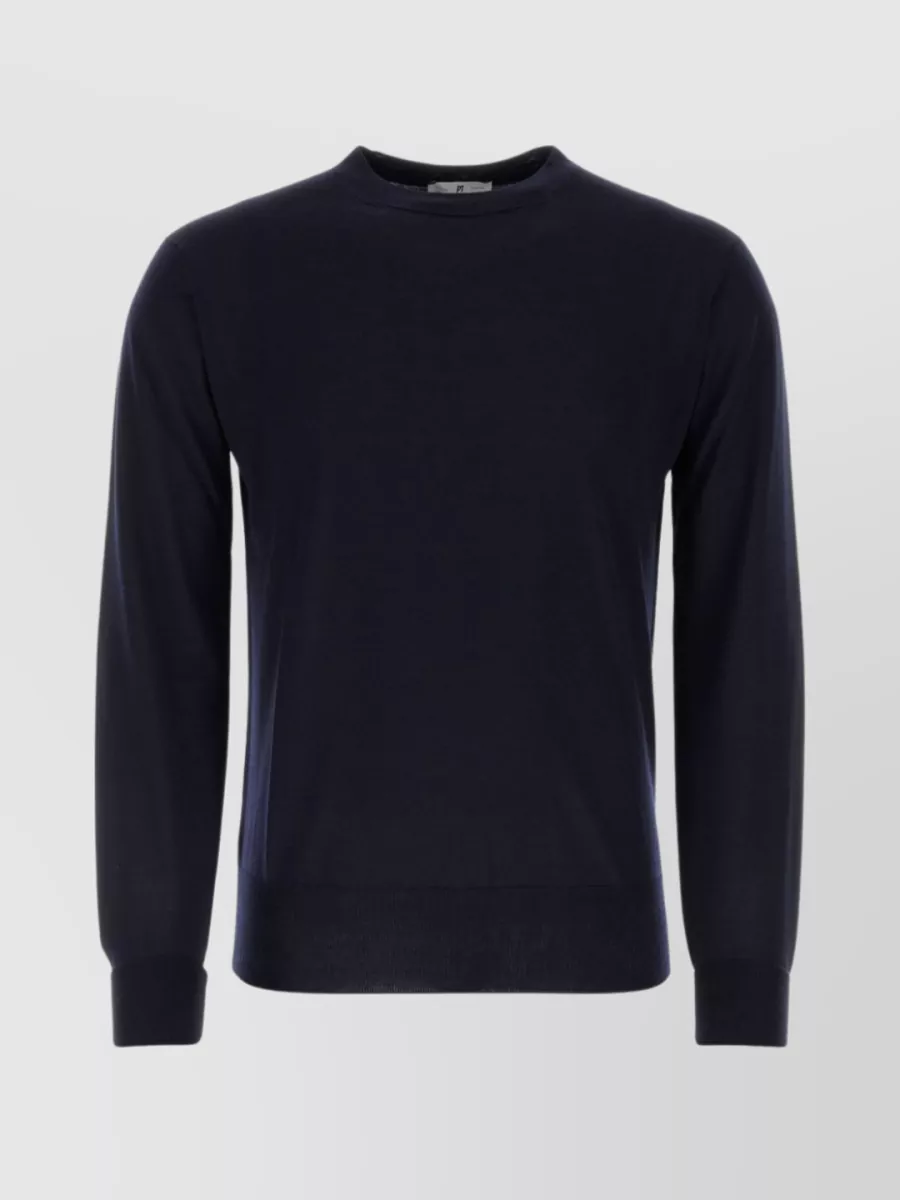 Shop Pt Torino Foldable Cuffs Wool Sweater In Blue