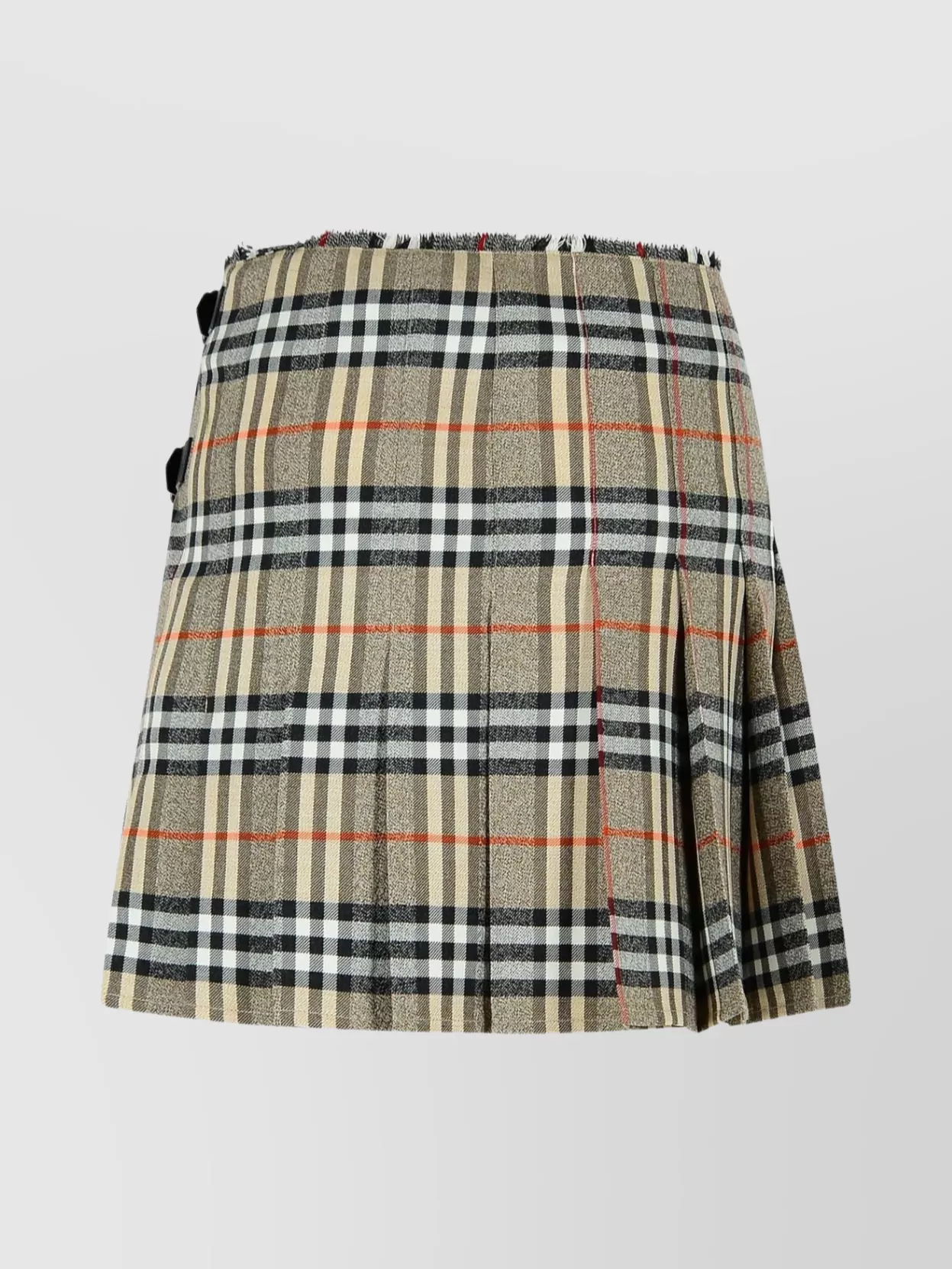 Burberry Womens Check-print Pleated Wool Mini Skirt Crater Dk Charcoal C