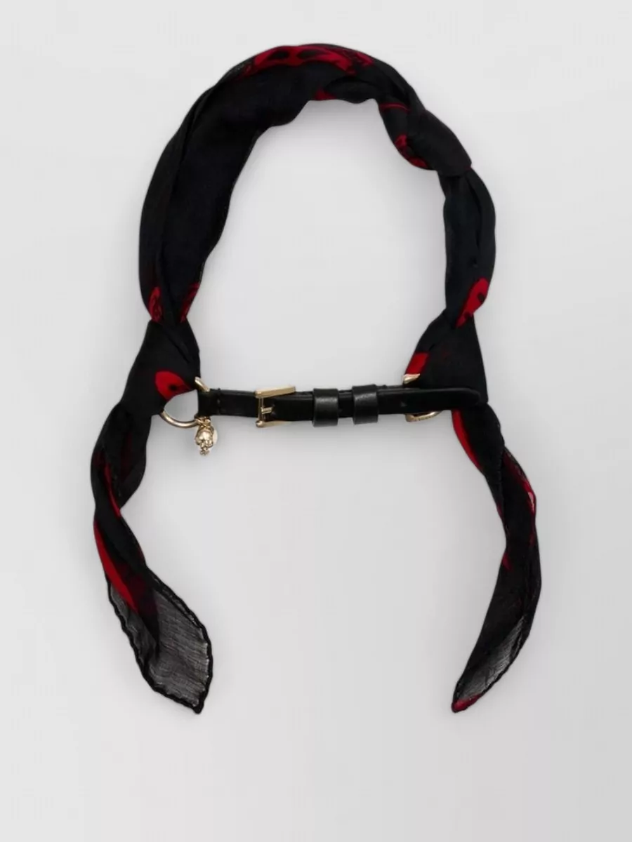 Alexander McQueen silk skull wrap belt