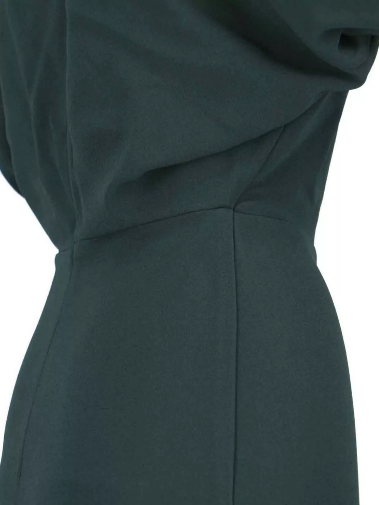 Victoria Beckham Green Midi Dress With Ruched Sleeves And V Neck In Green