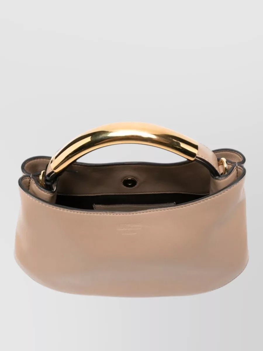 Moschino Leather Top Handle Clutch Bag