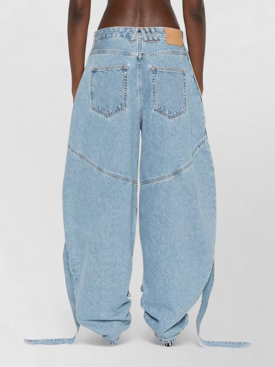 The Attico Long Straight Trousers Distressed Side Back Pockets Belt Loops