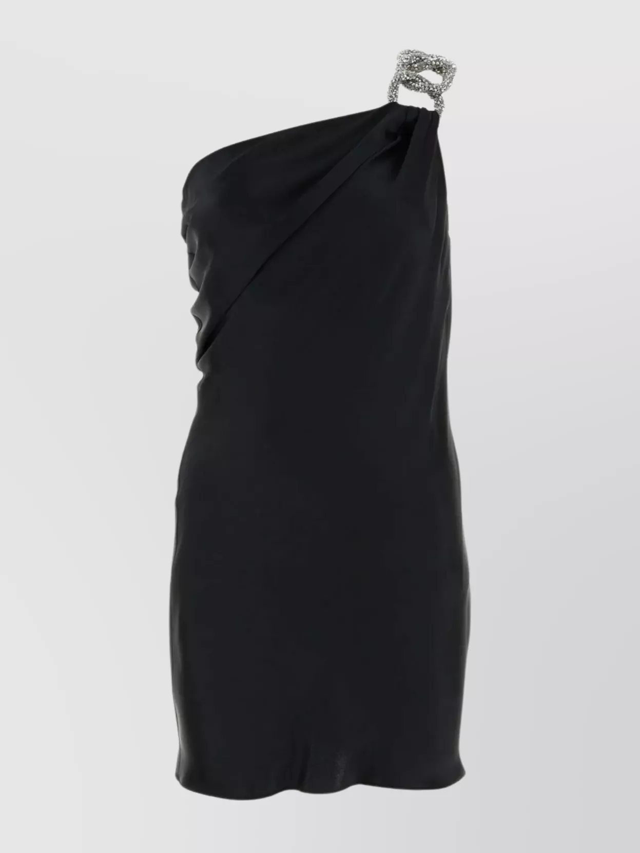 Shop Stella Mccartney Satin Draped One-shoulder Dress With Jewel Strap