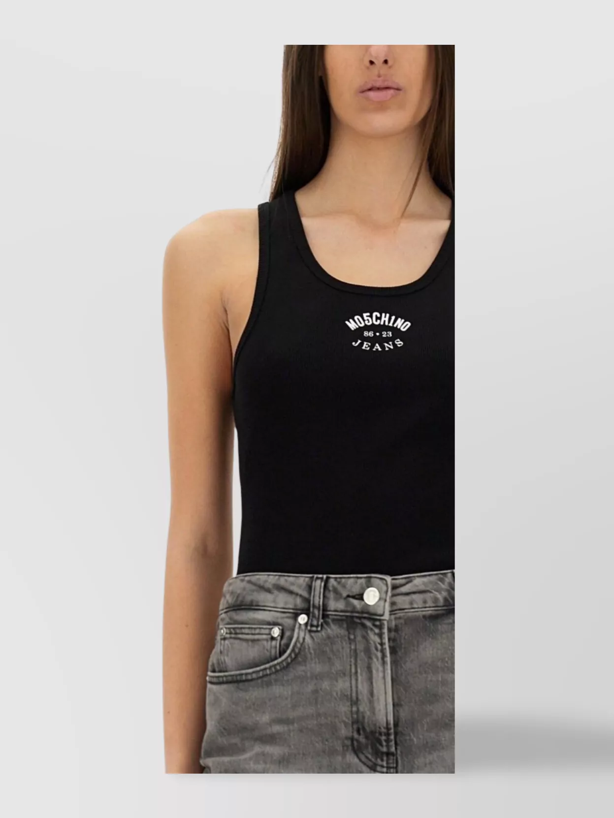 Moschino Logo Sleeveless Racerback Scoop Neck Top