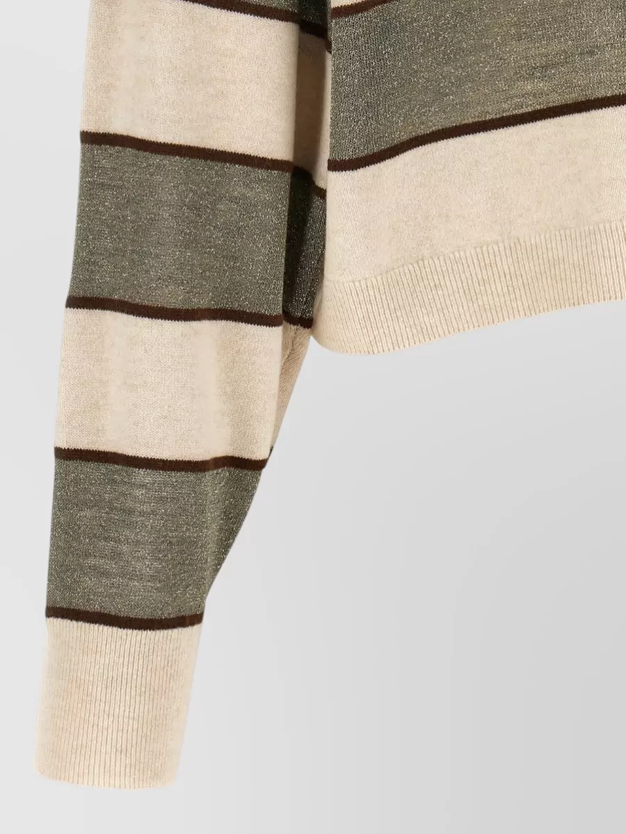 Brunello Cucinelli Striped Cropped Polo Top