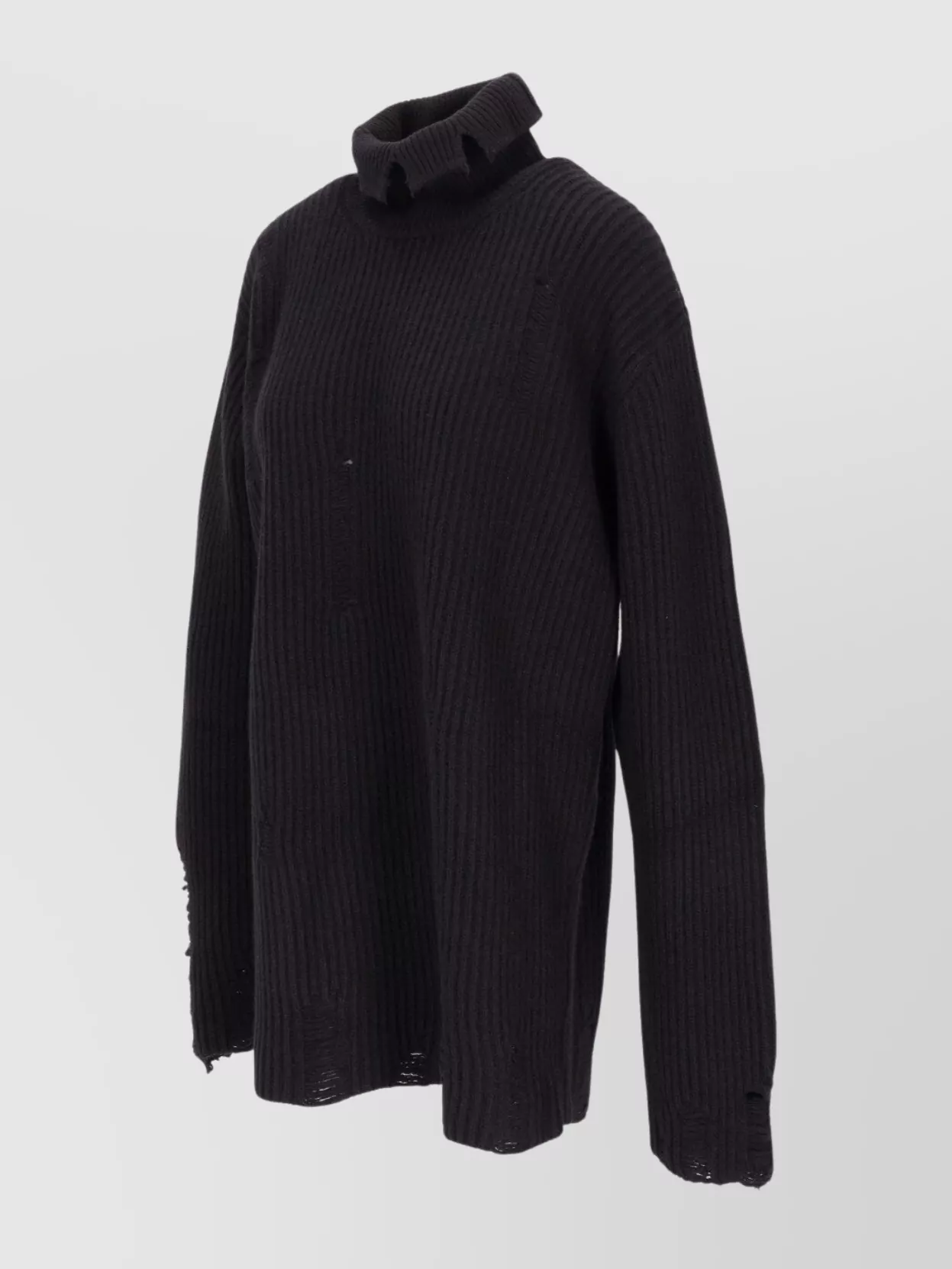 Ann Demeulemeester Oversize Jumper With High Neck And Distressed Detailing